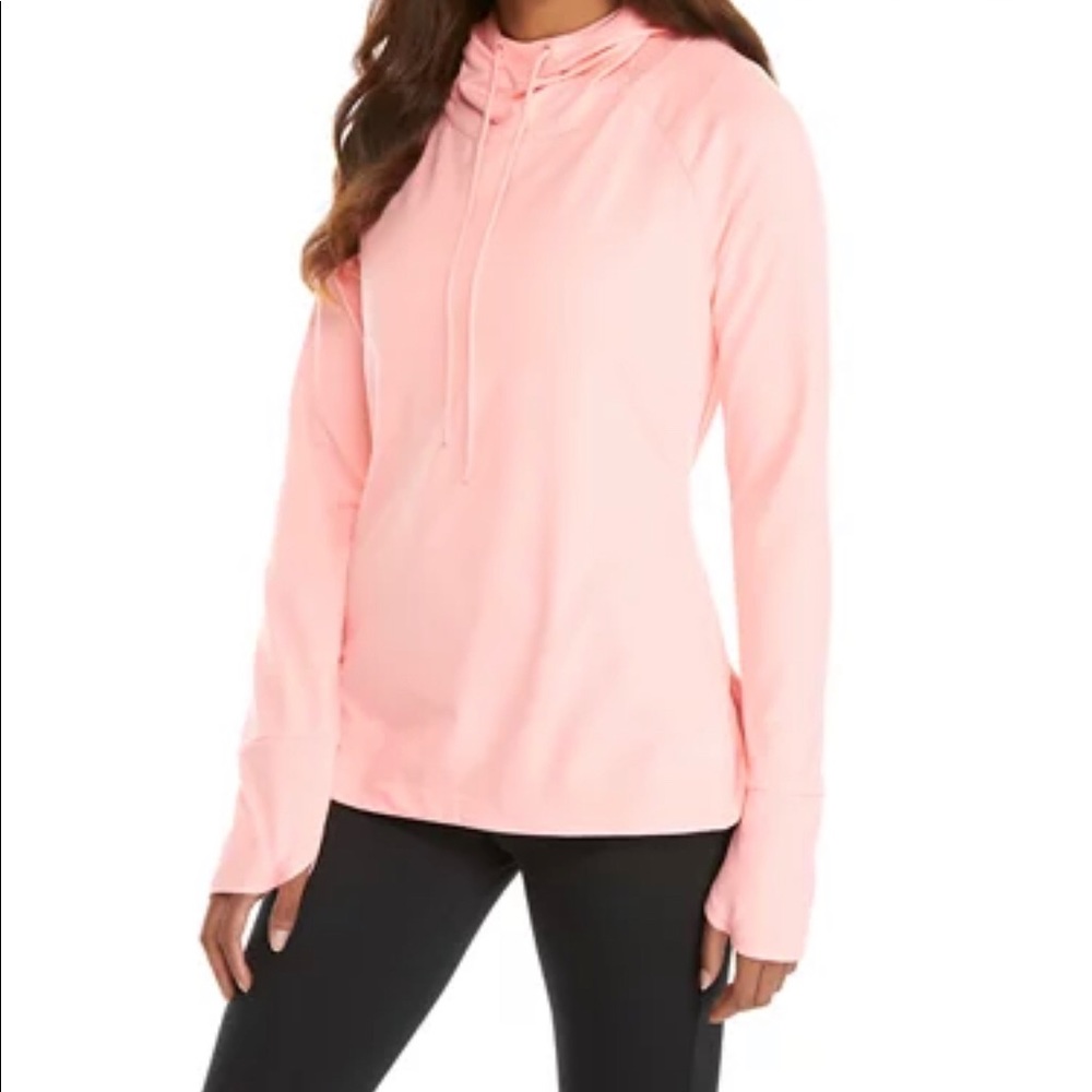 ZELOS Pink long sleep round gym hoodie